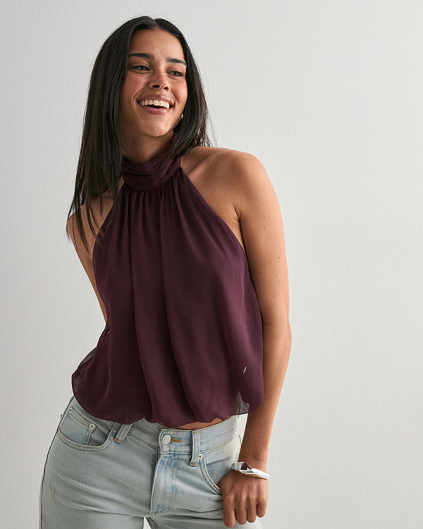 Nelly Puffy Halterneck Top - Röd