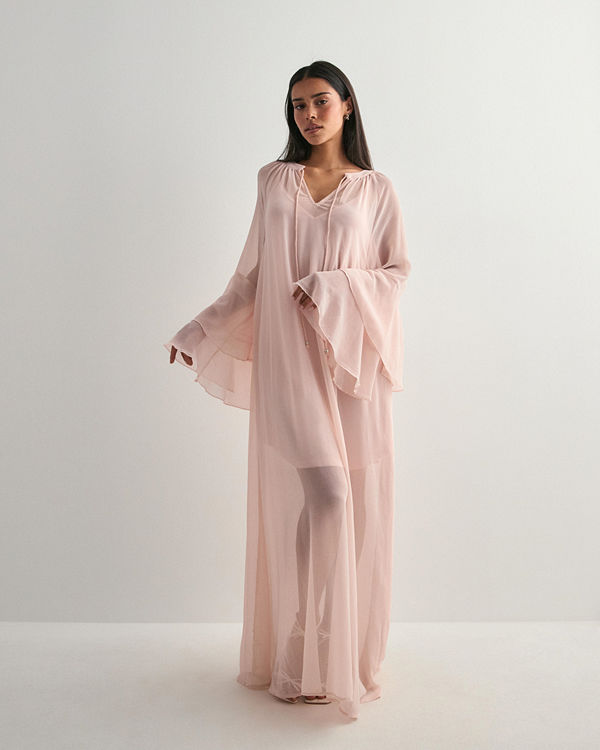 Vero Moda Vmcamille Ls Frill Maxi Dress Wvn E - Rosa