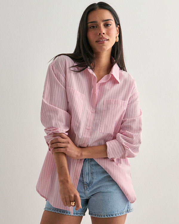 Pieces Pcmelia Ls Loose Shirt Wvn Noos Bc - Rosa
