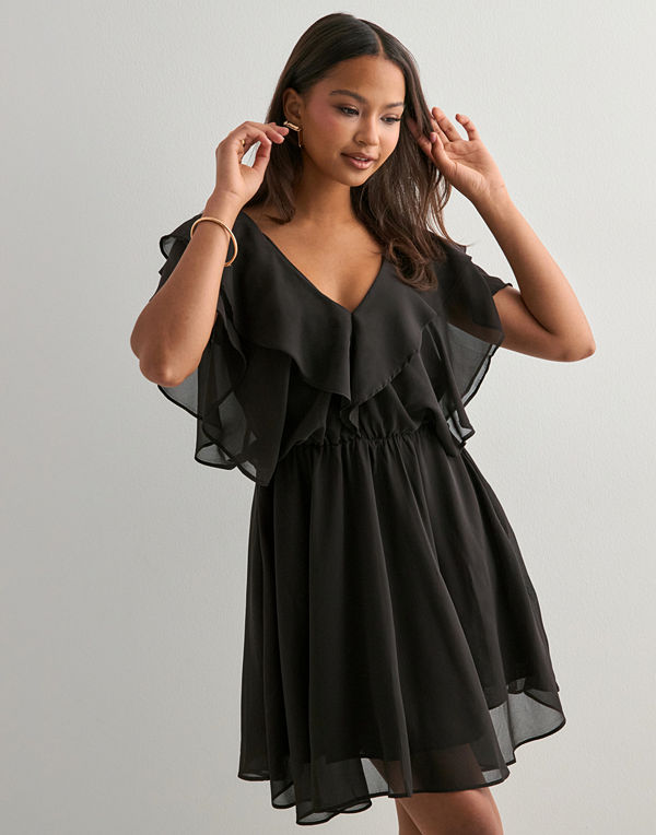 Pieces Pcnini Ss Short Chiffon Dress Wvn D - Brun