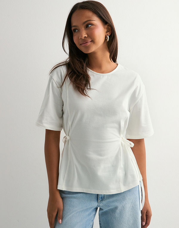 Nelly Tie Waist Tee - Vit
