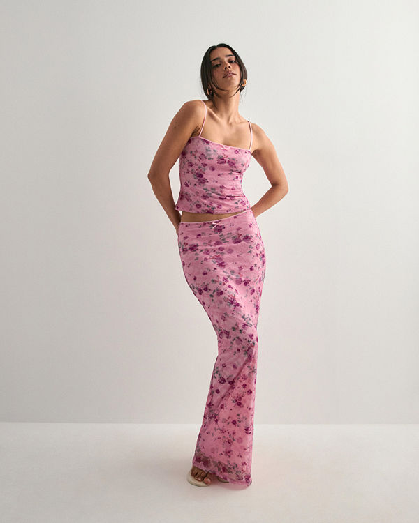 Nelly Floral Lace Skirt - Rosa