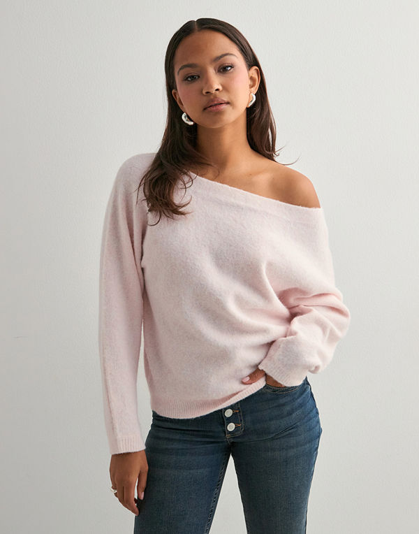 Nelly Wide Neck Knit Sweater - Rosa