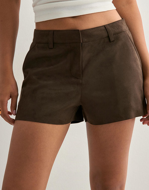 Nelly Fake Suede Shorts - Brun