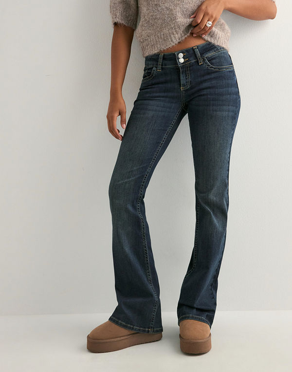 Nelly Low Waist Bootcut Stitch Jeans - Blå