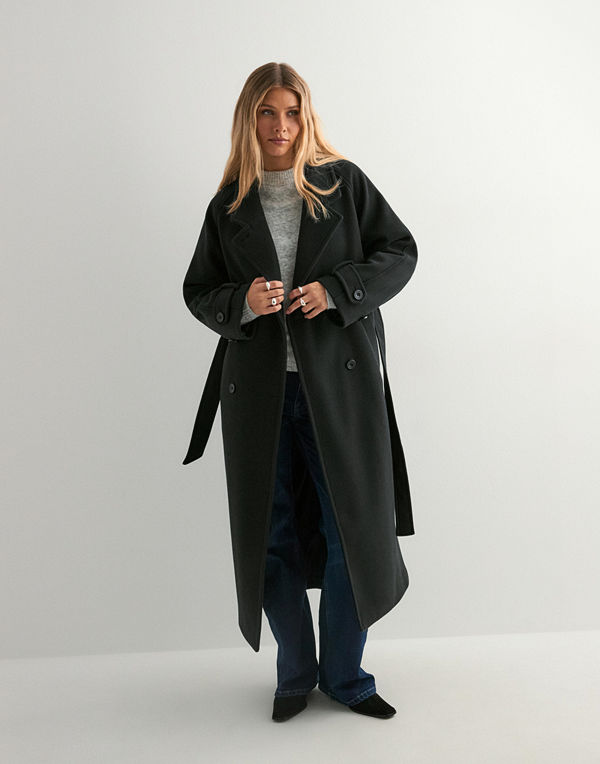 Nelly Warm Trench Coat - Svart