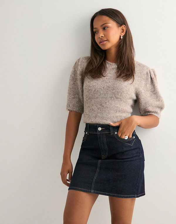 Only Onljuicy Hw Western Short Skirt Dnm - Blå