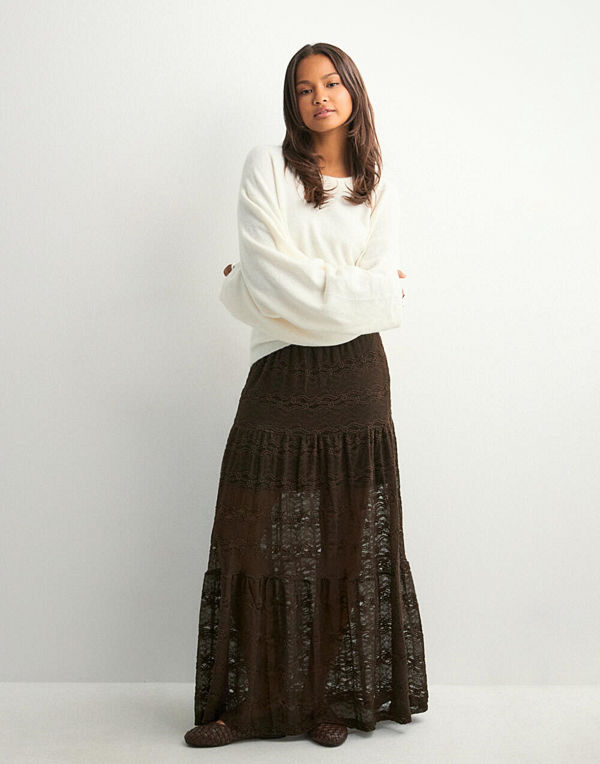 Only Onlluna Long Skirt Jrs - Brun