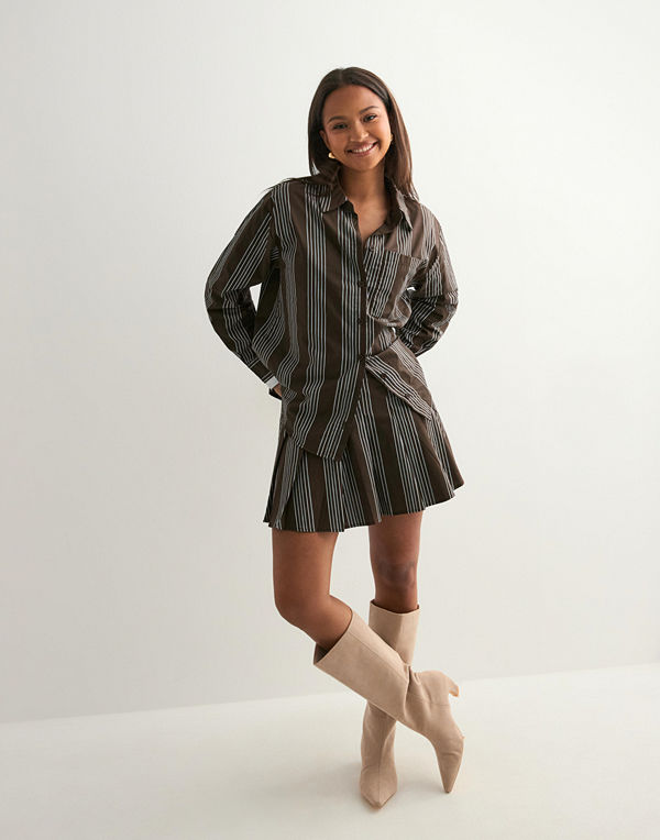 Pieces Pcjamie Ls Loose Shirt Wvn D2D Pp - Brun