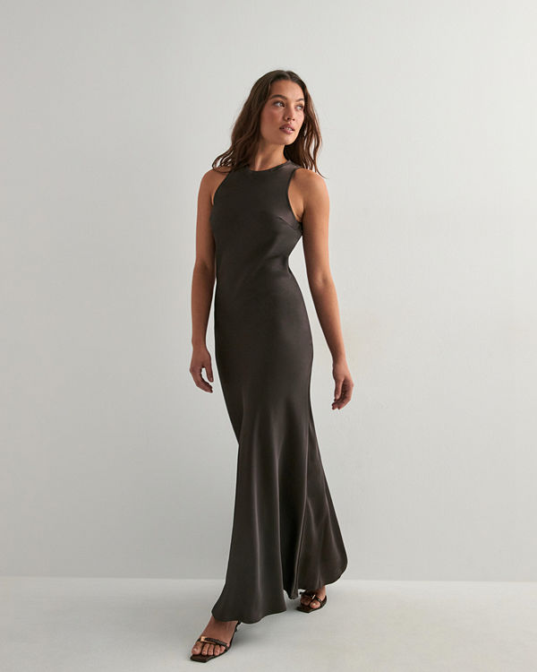 Neo Noir Celinie Heavy Sateen Dress - Brun
