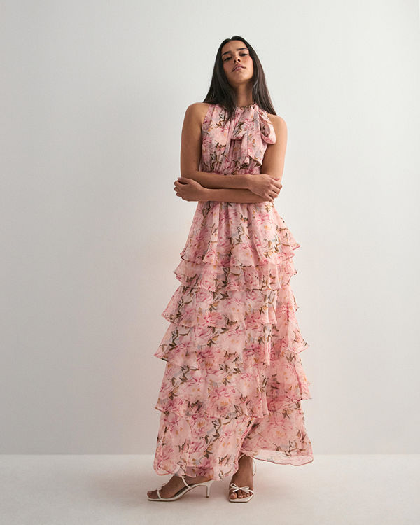 Neo Noir Marli Flower Chiffon Dress - Rosa