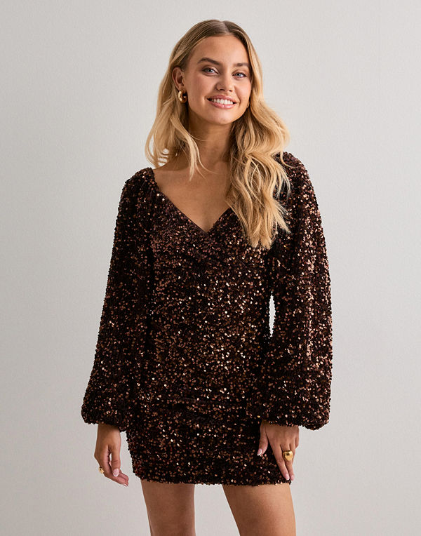 Nelly Sparkle Heartshaped Dress - Brun