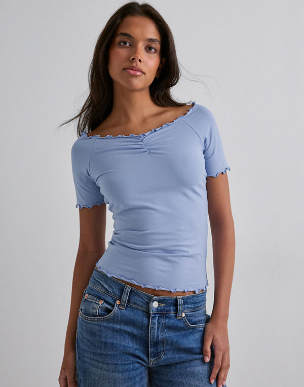 Vero Moda Awamyra Ss Off Shoulder Top Noos - Blå