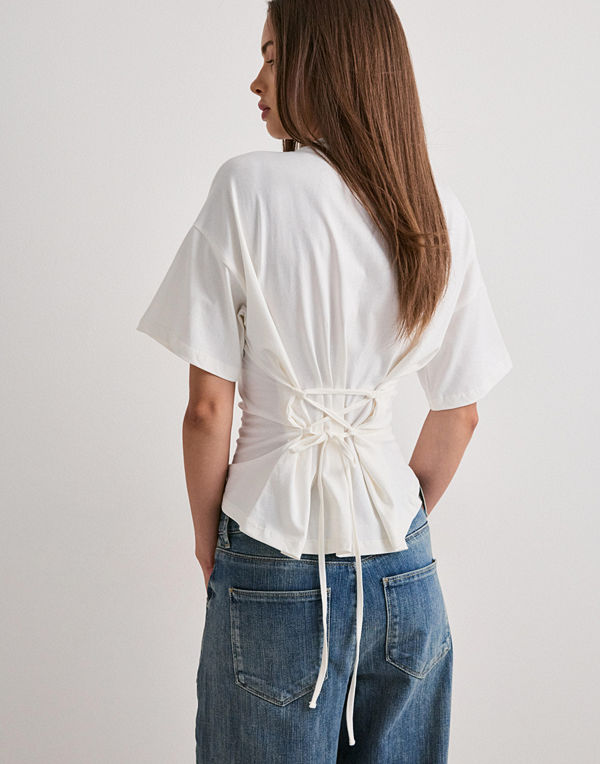 Nelly Tie Waist Tee - Vit