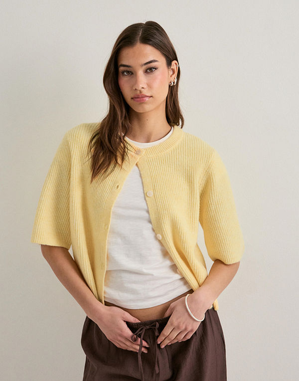 Pieces Pcsilly Ss O-Neck Knit Cardigan Noo - Gul