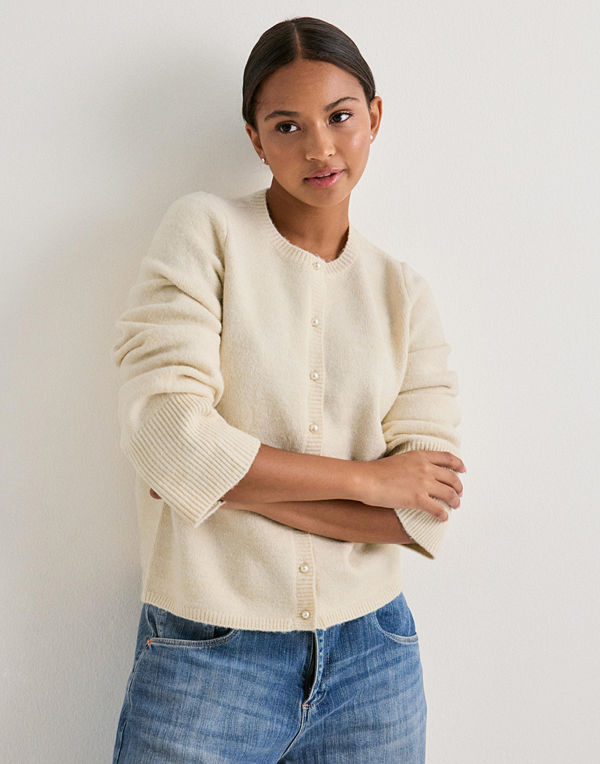 Vero Moda Awmariann Ls O-Neck Knit Cardigan - Beige
