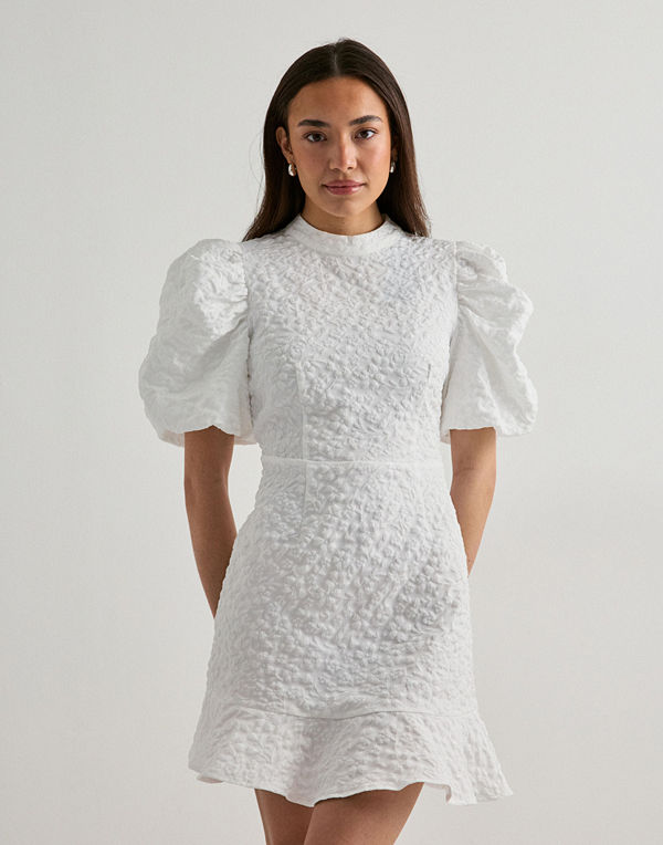 Vero Moda Vmfiona Ss High Neck Short Dress Ex - Vit