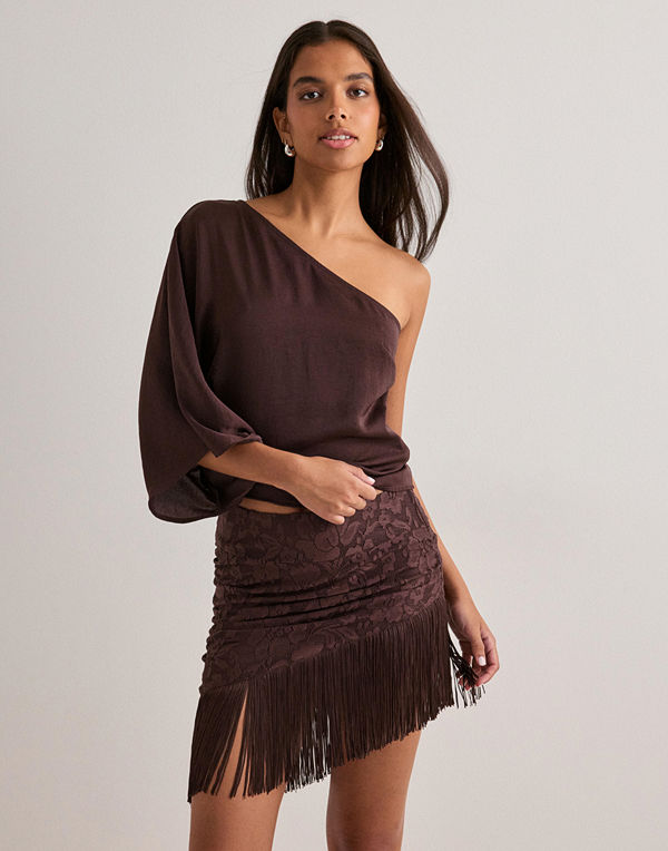 Nelly Scarf Lace Skirt - Brun