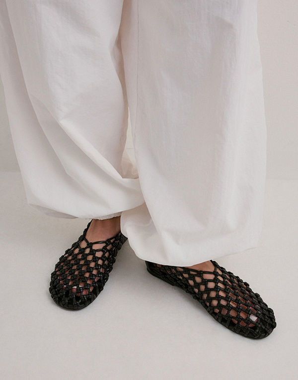 Nelly Braided Flat - Svart