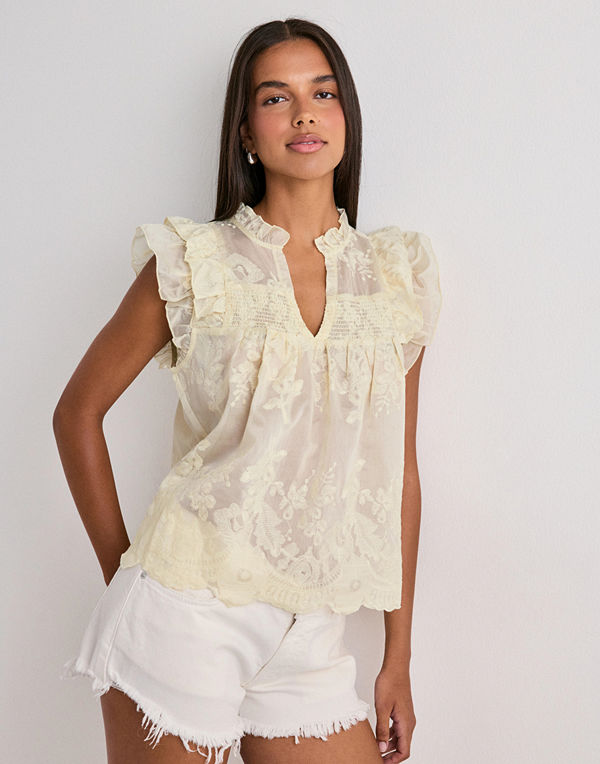 Vero Moda Vmri Sl V-Neck Top Wvn Exp SB2 - Vit