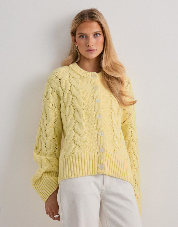 Vero Moda Vmsvea Thea Ls O-Neck Cable Cardiga - Gul