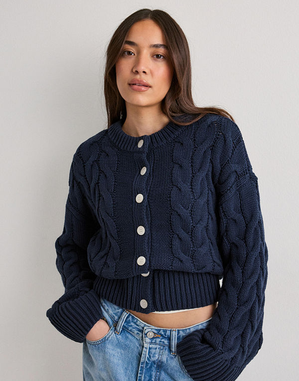 Vero Moda Vmsvea Thea Ls O-Neck Cable Cardiga - Blå