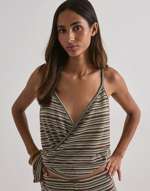 Nelly Chill Stripe Wrap Top - Multi/Mönstrad