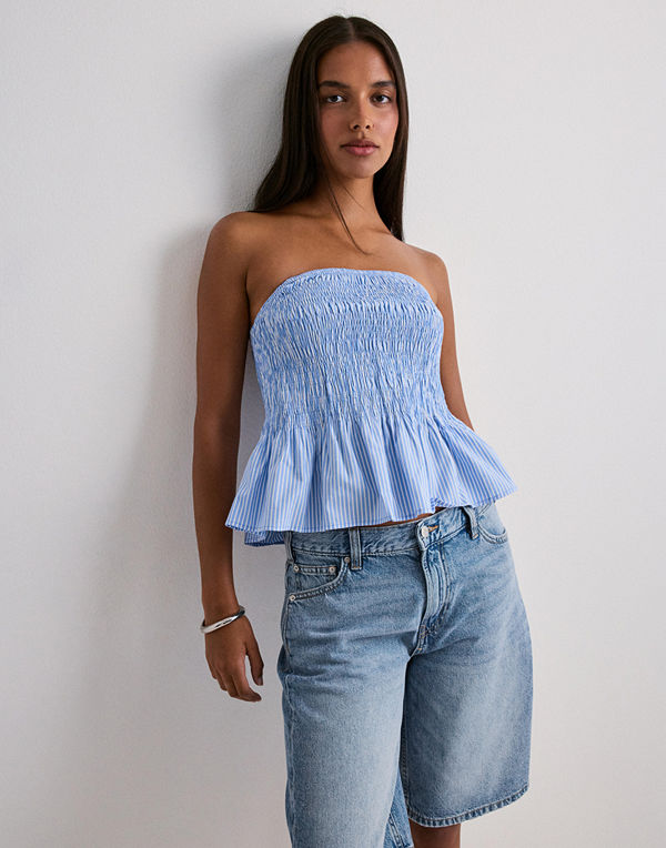 Vero Moda Vmglow Smock Bandeau Top Wvn - Blå