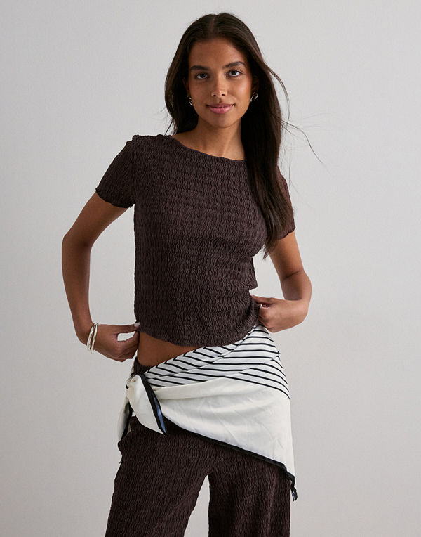 Only Onlilse S/S Top Structure Jrs Noos - Brun