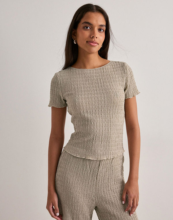 Only Onlilse S/S Top Structure Jrs Noos - Beige