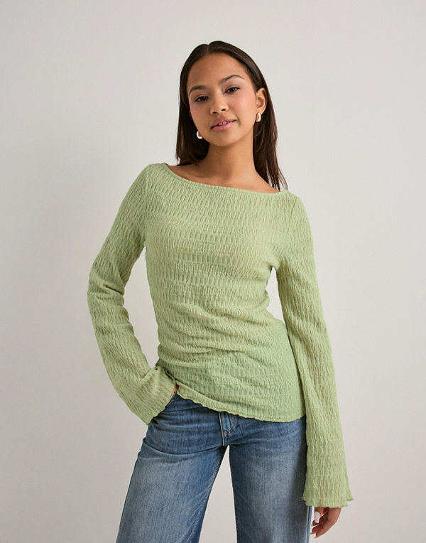 Nelly Elegant Structure Ls Top - Grön