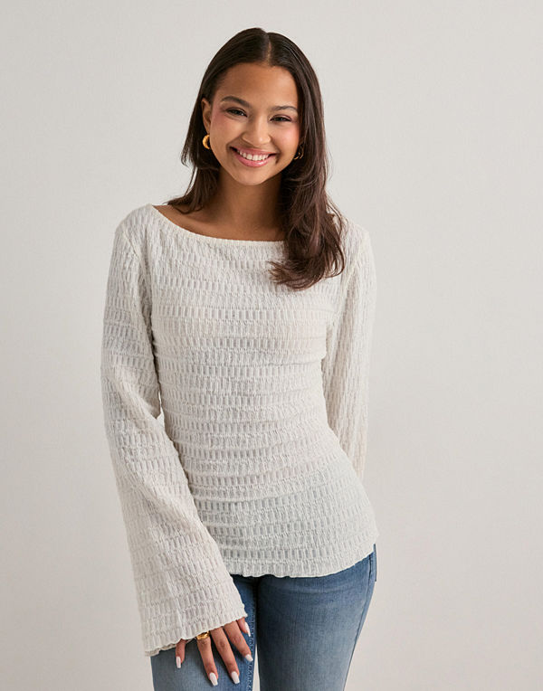 Nelly Elegant Structure Ls Top - Vit