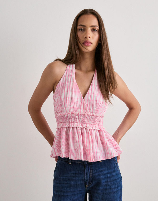 Vero Moda Vmandie Halterneck Check Top Wvn - Rosa