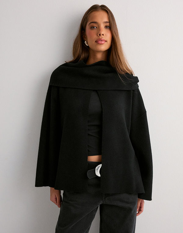 Neo Noir Wals Knit Scarf Blouse - Svart