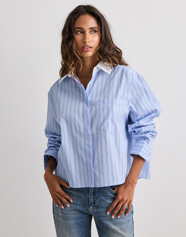 Neo Noir Delfia Stripe Shirt - Blå
