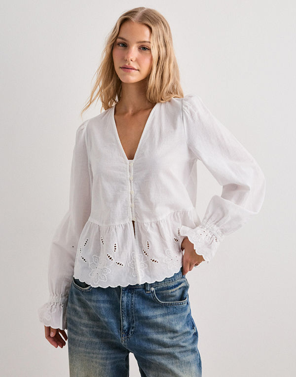Vero Moda Vmcammie Ls V-Neck Top Wvn Exp - Vit