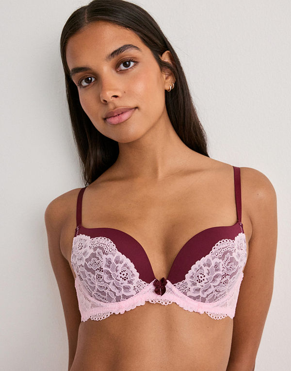Nelly Shimmer Lace Push Up Bra - Rosa