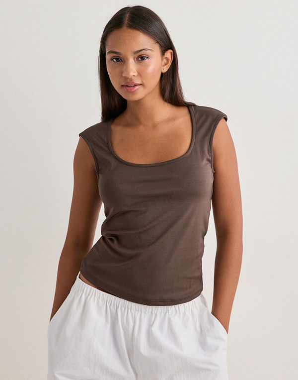 Vero Moda Vmmillion Cap Sleeve Square Top Jrs - Brun