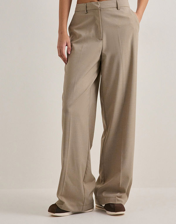 Pieces byxor Pcrosa Hw Wide Pant Noos Bc - Beige