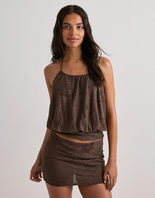 Nelly Dazzling Tied Top - Brun