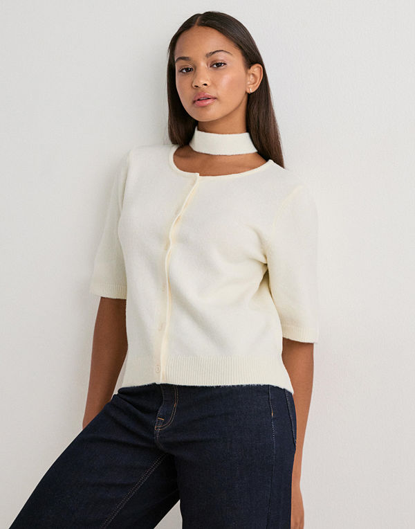 Vero Moda Vmkae 2/4 Scarf Cardigan Knit Exp - Vit