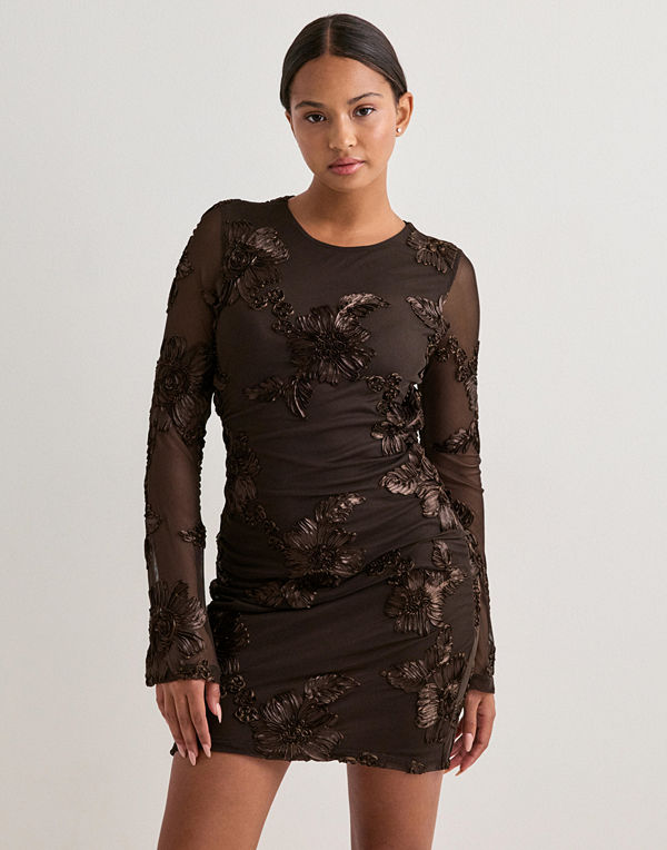 Vero Moda Vmquinn Ls Short Dress Exp - Brun