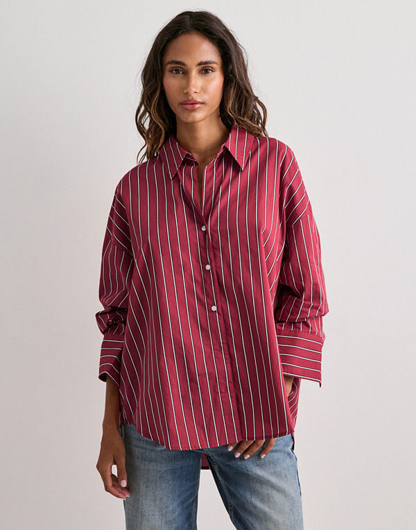 Only Onloregon Nano Ls Shirt Wvn - Röd