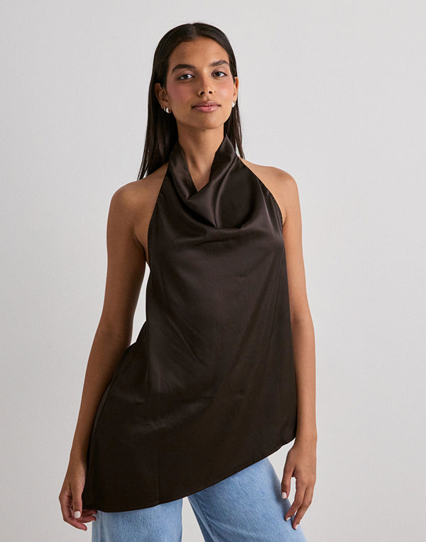 Pieces Pcfesta Halterneck Satintop Wvn D2D - Brun