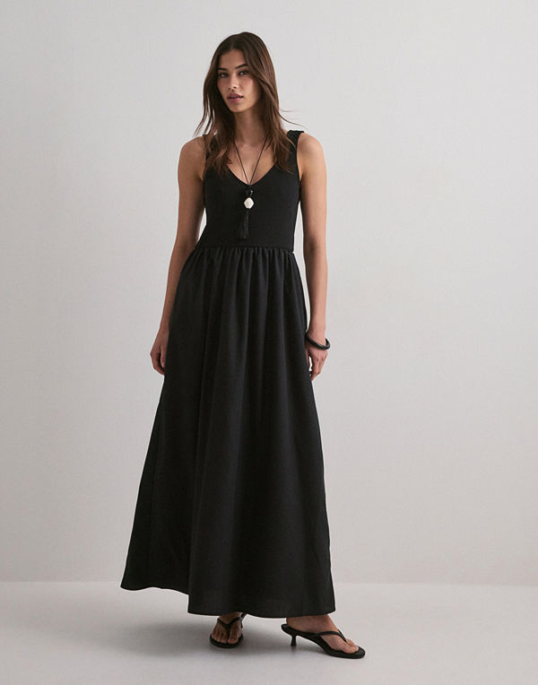 Vero Moda Vmvally Sl Long Dress Jrs Noos - Svart