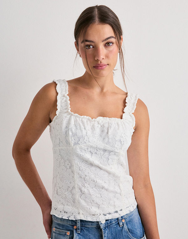 Vero Moda Vmhoney Lace Sl Top Wvn - Vit
