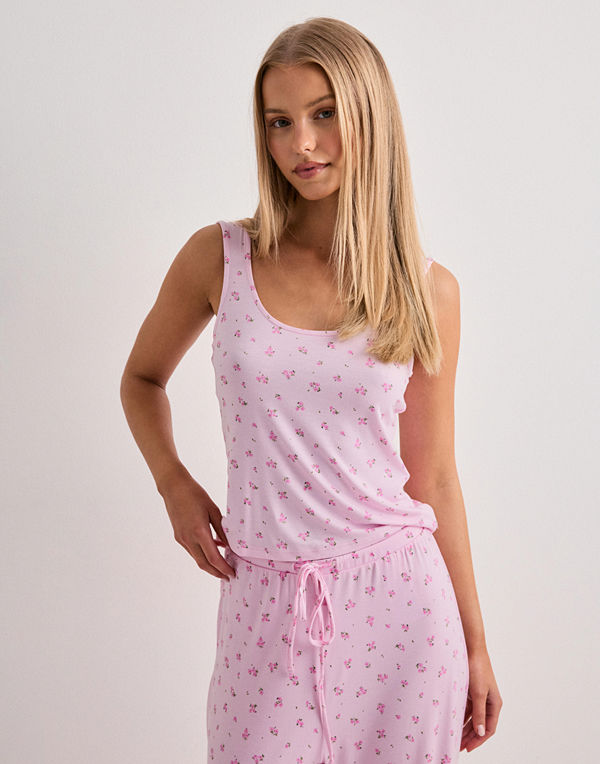 Vero Moda Vmesther Aop Sl U-Neck Top Jrs - Rosa