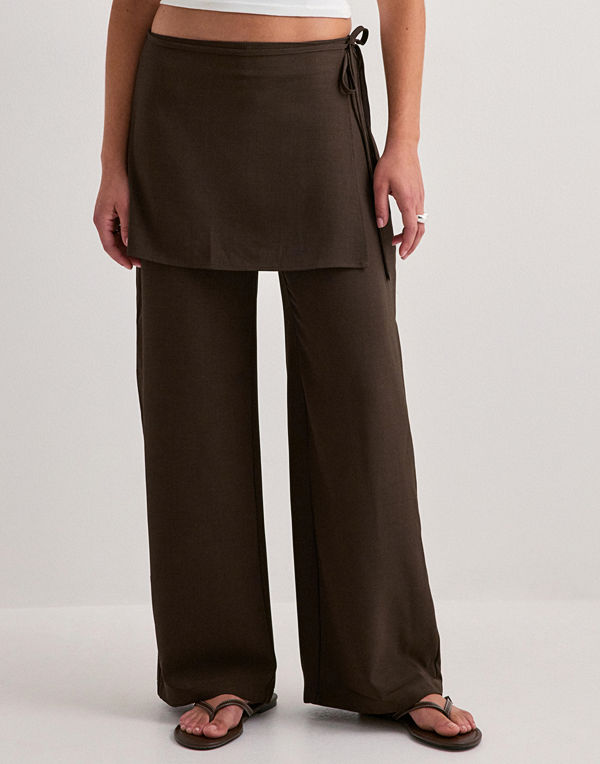 Only byxor Onlbretty Skirt Detail Trousers Wvn - Brun