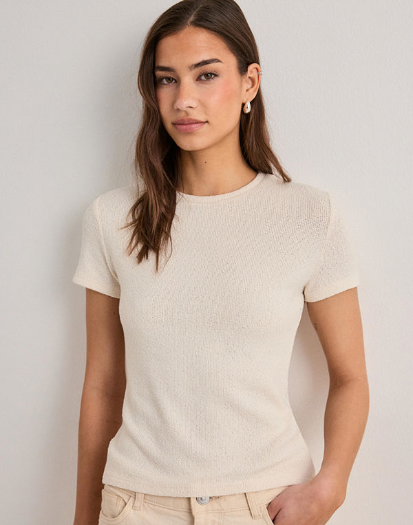Nelly Knit Slim Tee - Beige