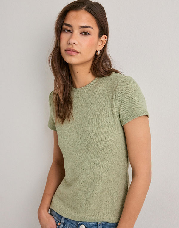 Nelly Knit Slim Tee - Grön